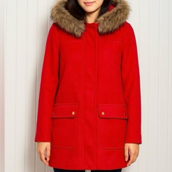 J. Crew Jackets & Blazers - J. Crew Chateau Parka Wool Blend,Peacoat In Red Size 4 Petite.